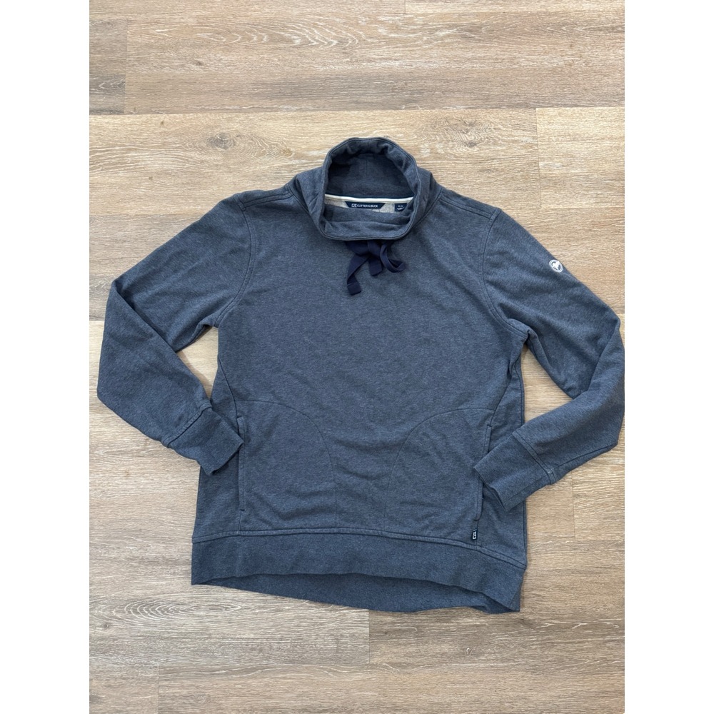 Cutter & Buck Womens Heather Navy Funnel Neck Pullover Sweatshirt LCK00080 Med